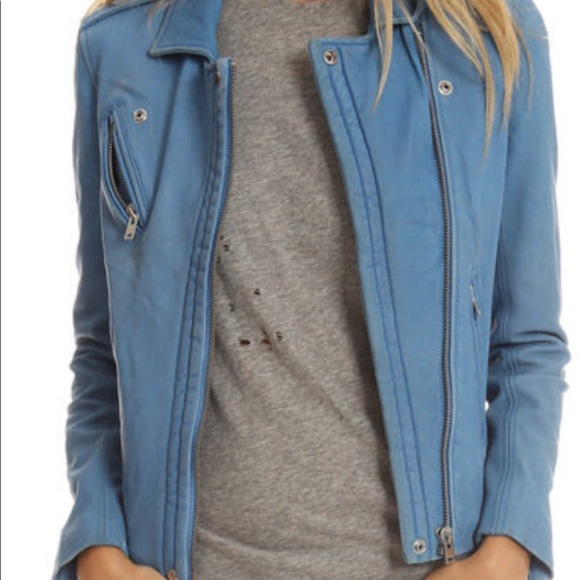 Iro Han Leather Jacket size 36 denim blue color - Picture 5 of 8